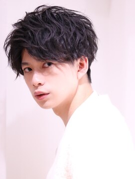 ネイビー(NAVY) センターパートラフマッシュ☆