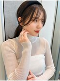 韓国風顔まわりカット_暗めカラーグランマッシュデザインカラー
