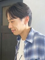 アルバム 池袋(ALBUM) メンズセンターパートブラック_ウルフマッシュパーマ_ba469371