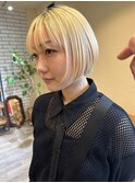 ハイトーン◎ブロンド×ハニボブ ベージュゴールド 20代30代