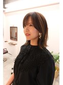 【Lookat】20代30代40代 ミディアムレイヤーオリーブブラウン