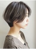 ☆シースルーバング小顔ウルフミディ黒髪メルティカラーボブ