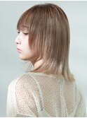 二俣川_レディース_セミロング_ブリーチ_ベージュ_ハイトーン