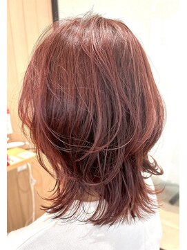 ファムバイアヴァンス(Femme by AVANCE.) デザインカラーふんわりピンクブラウンミディ