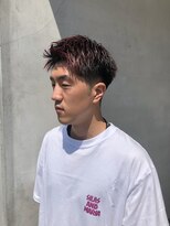 チェック アンド チャック(Check&Chack) スパイキーショート×刈り上げ×ボルドーレッド20代30代