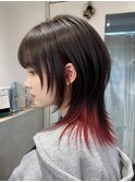 ☆ハッシュカットグレージュデザインカラーツートンカラーウルフ
