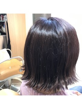 ソーホー 八日市店(SOHO) 外ハネ切りっぱボブ×ピンクバイオレット