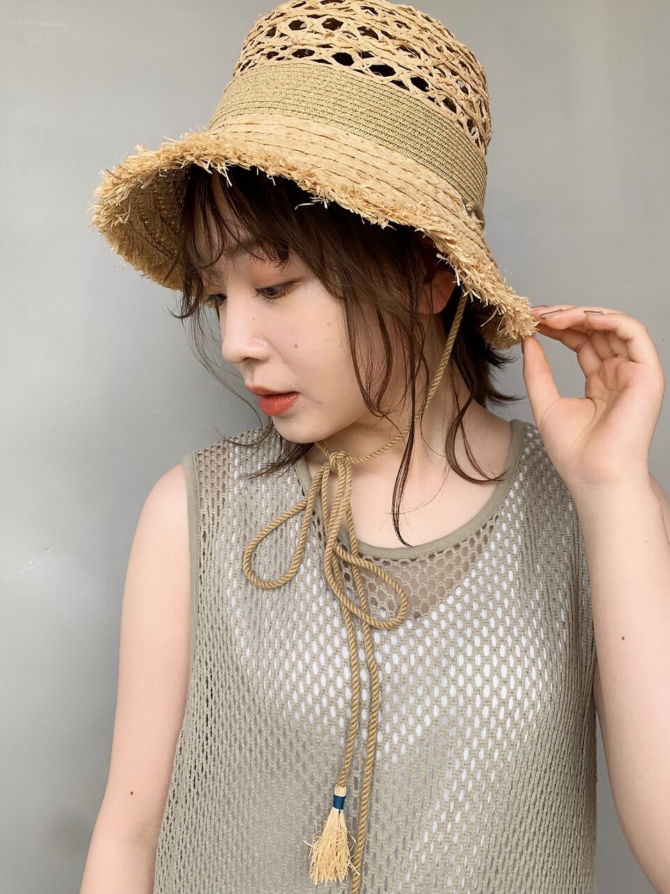 夏にぴったり！フレンチガーリーシニヨン×麦わら帽子＊：L128310925