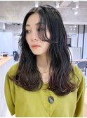 ウェーブセミロング_チェリーブラウンフェミニンロング_ba402213