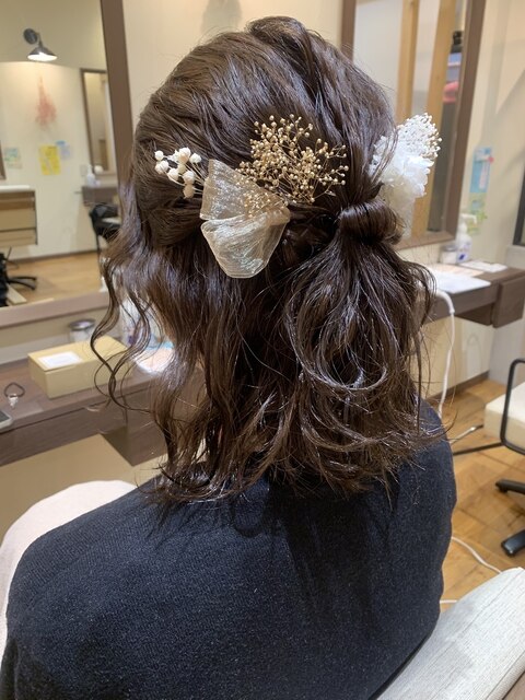 ハーフアップヘアアレンジ