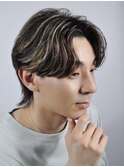 メンズショートビジネスツーブロックセンターパートフェード