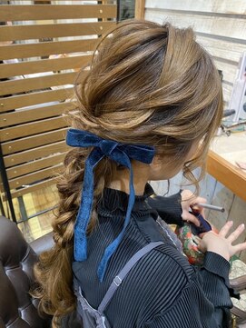 シャルル(charles) リボン編み下ろしヘア
