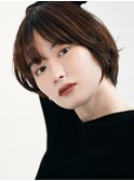 横浜西口大人ショートボブ前髪なしココアベージュ韓国30代40代