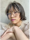 シースルーバング☆マロンベージュ☆切りっぱなし☆レイヤーボブ