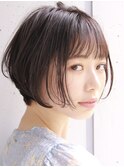 丸みショート・ボブ/丸顔/前髪なし/絶壁解消/20代/30代/長め