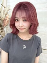 エルバイラビス 大宮(elu by lovis)&nbsp;《高瀬寛菜》タッセルボブ/チェリーピンク/韓国くびれ巻き