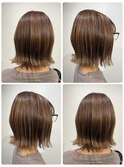 ☆切りっぱなしボブ+ハイライト&ベージュ