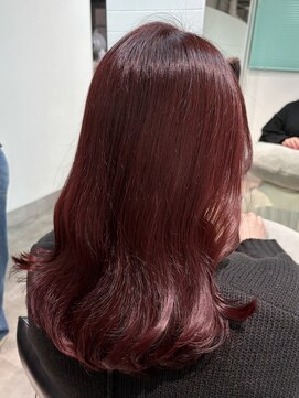 レリンク 横浜西口(LeLink) ブリーチなしチェリーレッドカラー