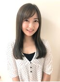 似合わせカット暗めブルージュカラーつやストレートくびれロング