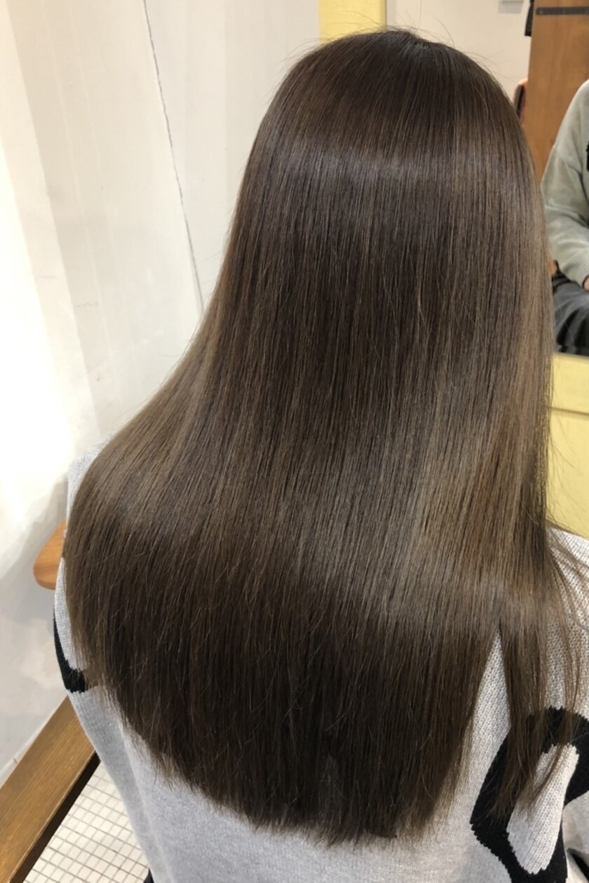 同時施術☆高濃度水素カラー×シルクストレート×炭酸×カット\27500→\22000