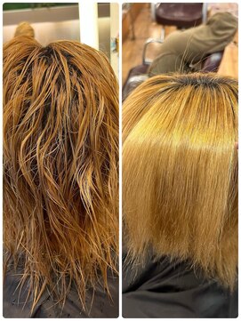 クレア 茅ヶ崎(CREA) ブリーチ毛には酸性ストレートでまとまりを