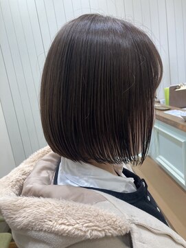 モリオフロムロンドン 大宮店(morio from London) ボブ×ブリーチ無しカラーミルクティーベージュ　【村田】