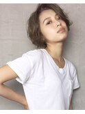 ハンサムショート/くびれ大人ショート/前髪なしアッシュブラウン