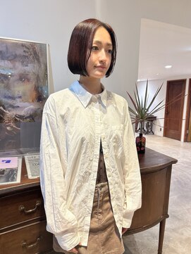 ヘアーアイストゥーレ(HAIR ICI TRE) フレンチボブ　マロンブラウン　ブリーチなしカラー　ボブ