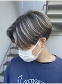 メンズハイライト刈り上げセンターパートブルーブラック