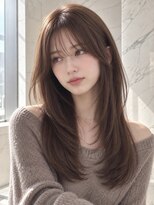 ユーフォリア 銀座(Euphoria)&nbsp;オリーブグレージュ小顔暗髪顔周り銀座レイヤーカット