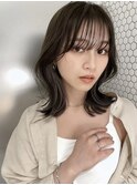 韓国ヘアグレージュカラーブリーチ無し髪質改善イヤリングカラー