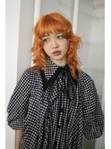レイヤーカットうる艶ハイトーンペールオレンジカラー