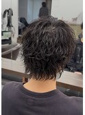 ミニウルフ×波巻きパーマ