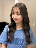 14972オリーブグレージュ韓国風巻きレイヤーカットワンホンヘア