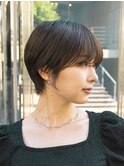 ショート　ショートボブ　ハンサムショート　前髪　暗めカラー