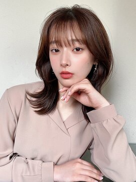 アフロート エル 錦糸町(AFLOAT L) 【20代30代】小顔レイヤーミディアム/黒髪/暗髪/ココアベージュ