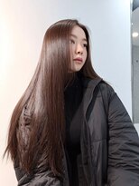 ヘア アトリエ ヴィヴァーチェ(hair atelier Vivace)&nbsp;バレイヤージュオリーブグレージュくびれボブ50代髪型