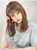 顔型別ヘアスタイル小顔マロンベージュロング20代30代吉祥寺