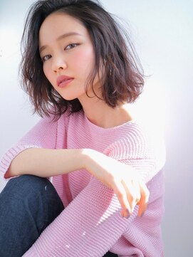 ソヨン 栄店(SOYON) ピンクアッシュ　ボブパーマ　かきあげバング