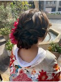 和装 トップ 波ウェーブ サイド ツイスト シニヨン ヘアアレンジ