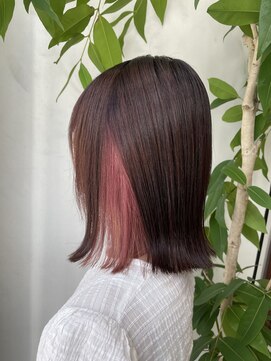 アン(Hair make un) 【インナーカラー】柔らかピンクカラー♪