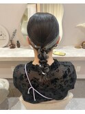 インナー活かしてお呼ばれヘアセット★艶々タイトアレンジ♪