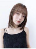 大人かわいい前髪セシルカットココアブラウンフリンジウェーブ