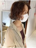 【三ツ井純】ミニボブ ショートボブパーマ ベージュカラー