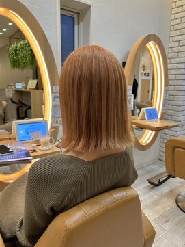 アドラーブル けやき通り店(adorable) 10代20代★大人かわいいダブルカラーブリーチオレンジベージュ