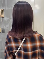 トレヘアー 京都 烏丸(tRe hair) 外ハネミディアム　カシスピンク　グラデーション