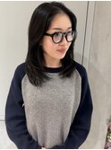 【YOKE】ダークアッシュ暗めカラーグレージュ顔まわりレイヤー