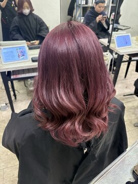 アジールヘア 所沢プロペ通り店(agir hair) ラベンダーピンク顔周りレイヤーカットケアブリーチ所沢韓国