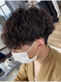 天文館センターパートツイストパーマ緩めシャドウパーマフェード
