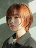 ボブ×コンパクトボブ×ミニボブ×オレンジベージュ×金髪×越谷